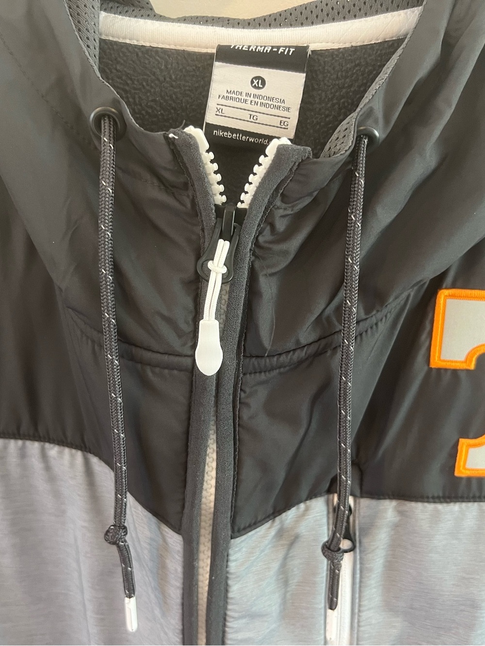 Nike Men's Gray & Black Hooded Jacket with Orange T (Tennessee Vols) patch - Picture 2 of 5